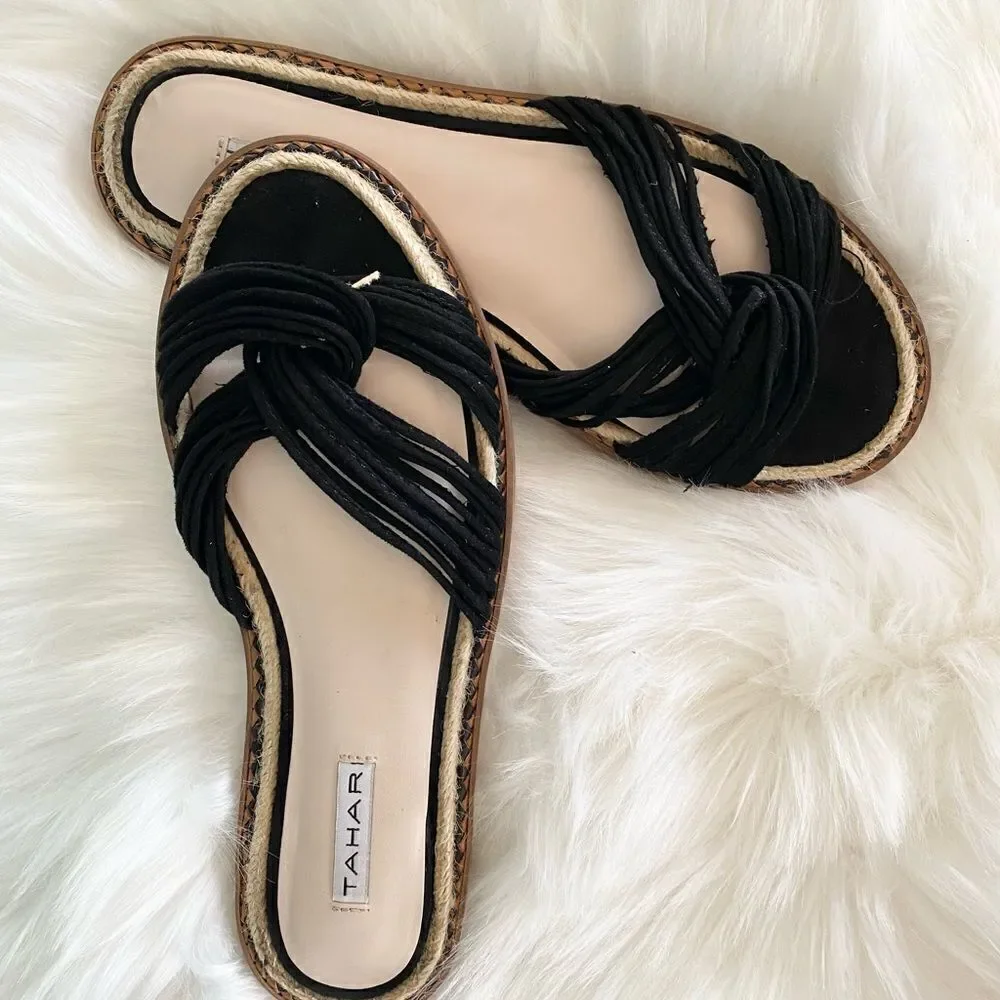 Tahari Black Sandals Slides